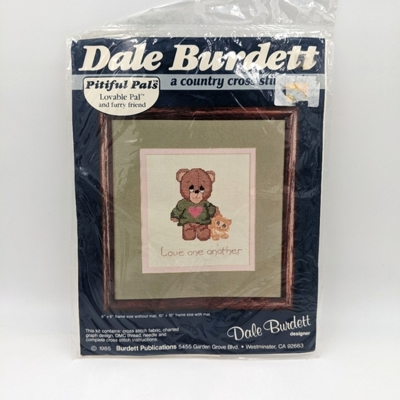 NWT Counted Cross Stitch Dale Burdett Bear Cat Pitiful Pals - Picture 1 of 2